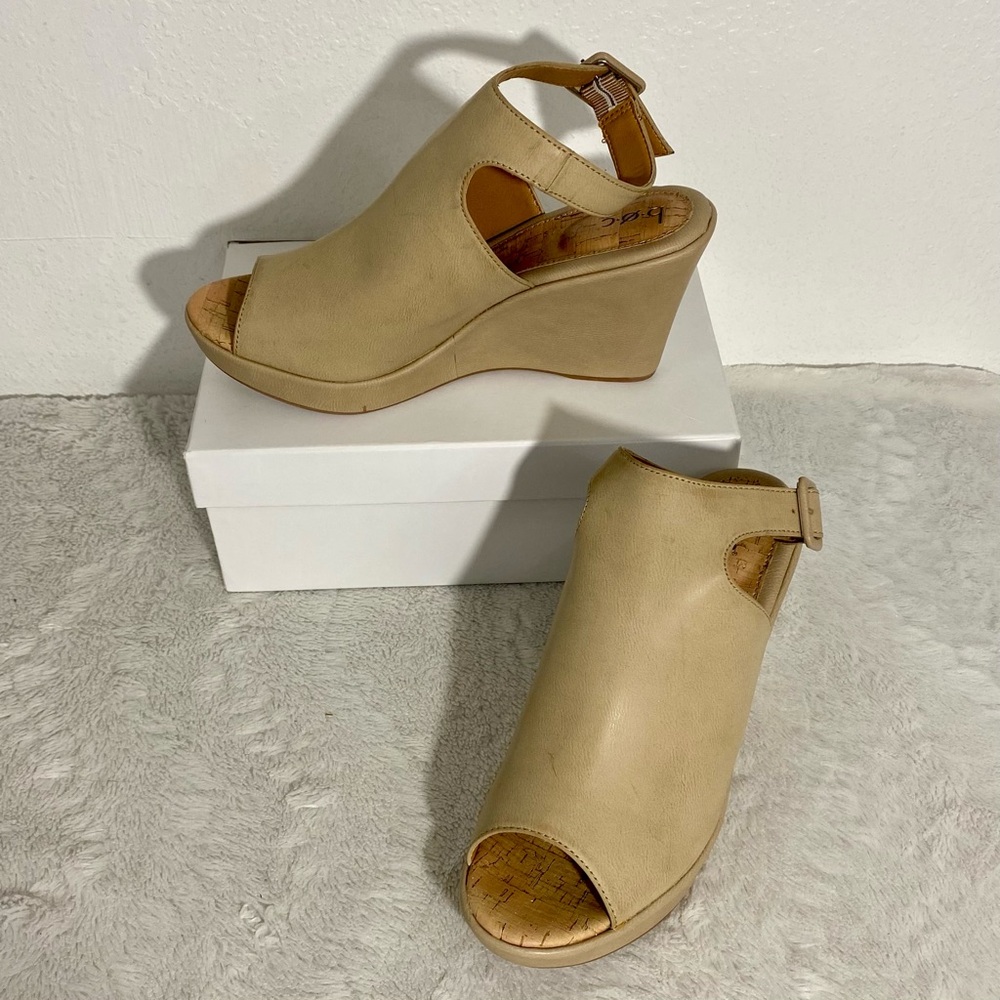 boc by Born Sophie Faux Leather Platform Wedge Sandals Women’s Size 11M Peep Toe